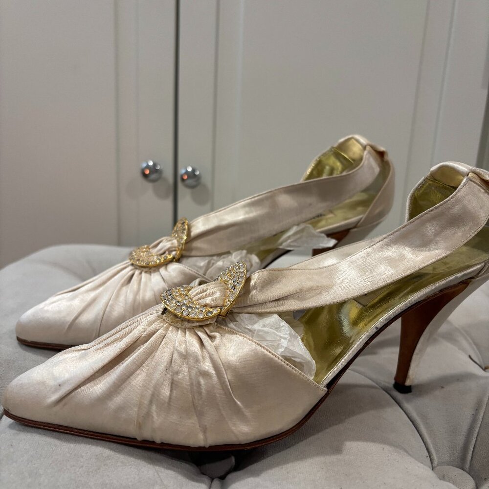 Vintage Italian Light Pink Detailed Heel - Vanessa Noel